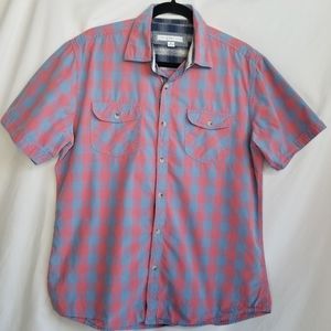 PD&C Gingham print button up collar short sleeve L